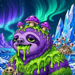 Oozlings #4891, Slime Sloth · Aurora Ice