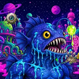 Oozlings #4893, Anglerfish · Neon City