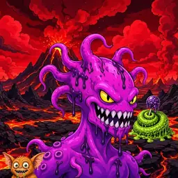 Oozlings #4896, Squid · Lava Fields