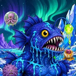 Oozlings #490, Anglerfish · Aurora Ice