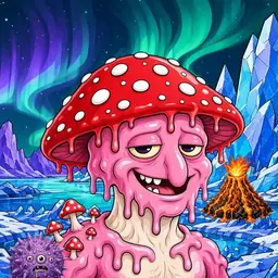 Oozlings #4909, Mushroom Head · Aurora Ice