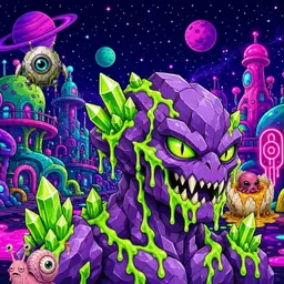 Oozlings #4910, Crystal Rock · Neon City