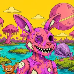 Oozlings #4919, Mutated Zombie Bunny · Turquoise Swamp