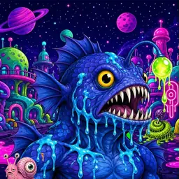 Oozlings #4925, Anglerfish · Neon City