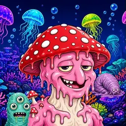 Oozlings #494, Mushroom Head · Glow Reef