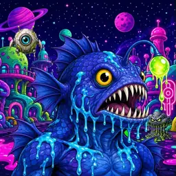 Oozlings #4949, Anglerfish · Neon City