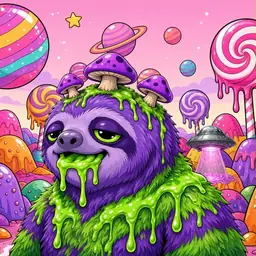 Oozlings #4956, Slime Sloth · Candy Planet