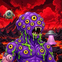 Oozlings #4957, Eyeball Cluster · Lava Fields