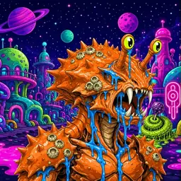 Oozlings #4964, Mutated Crab · Neon City