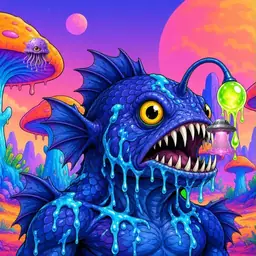 Oozlings #4965, Anglerfish · Mushroom Desert
