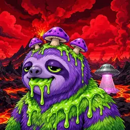 Oozlings #4968, Slime Sloth · Lava Fields
