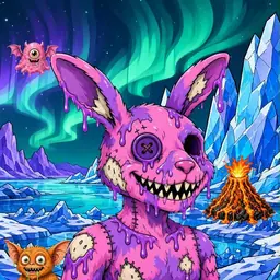 Oozlings #4977, Zombie Bunny · Aurora Ice