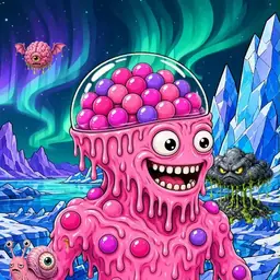 Oozlings #498, Gumball Brain · Aurora Ice
