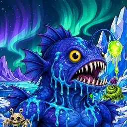 Oozlings #4987, Anglerfish · Aurora Ice