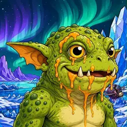 Oozlings #4996, Toad Goblin · Aurora Ice