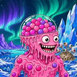 Oozlings #5, Gumball Brain · Aurora Ice