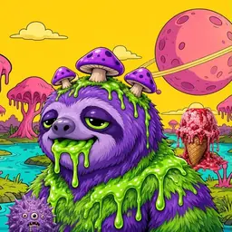 Oozlings #50, Slime Sloth · Turquoise Swamp