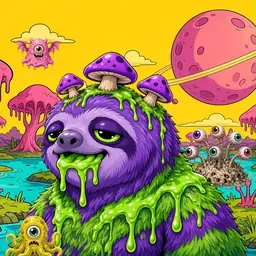 Oozlings #5005, Slime Sloth · Turquoise Swamp