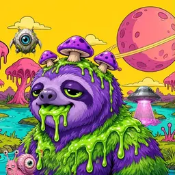 Oozlings #5008, Slime Sloth · Turquoise Swamp