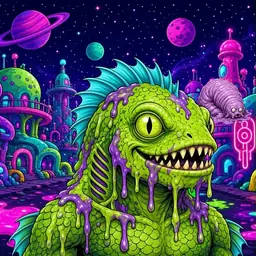 Oozlings #5016, Swamp Fish · Neon City