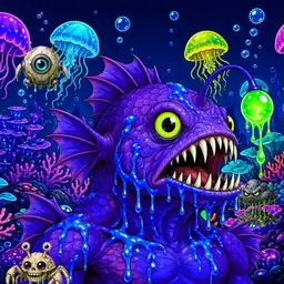 Oozlings #5034, Mutated Anglerfish · Glow Reef
