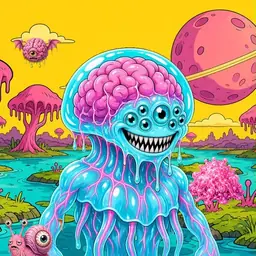 Oozlings #5035, Jellyfish Brain · Turquoise Swamp