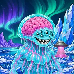 Oozlings #5044, Jellyfish Brain · Aurora Ice