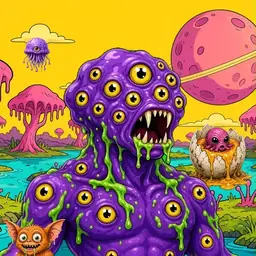 Oozlings #5047, Eyeball Cluster · Turquoise Swamp