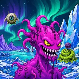 Oozlings #505, Squid · Aurora Ice