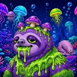 Oozlings #5056, Slime Sloth · Glow Reef