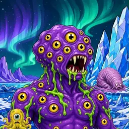 Oozlings #5057, Eyeball Cluster · Aurora Ice