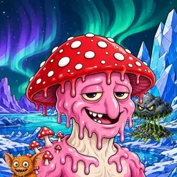 Oozlings #506, Mushroom Head · Aurora Ice