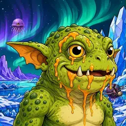 Oozlings #5068, Toad Goblin · Aurora Ice