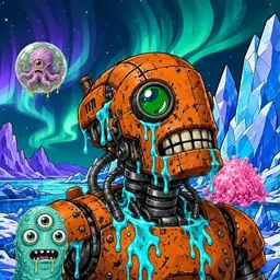 Oozlings #5069, Rusty Robot · Aurora Ice