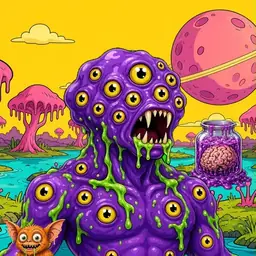 Oozlings #5072, Eyeball Cluster · Turquoise Swamp