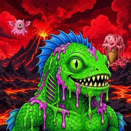 Oozlings #5074, Mutated Swamp Fish · Lava Fields