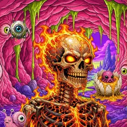 Oozlings #5081, Fire Skull · Flesh Cave
