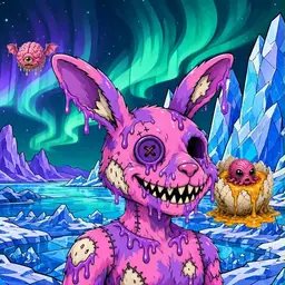 Oozlings #5089, Zombie Bunny · Aurora Ice