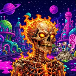 Oozlings #509, Fire Skull · Neon City