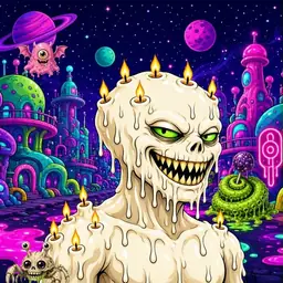 Oozlings #5091, Candle Wax · Neon City