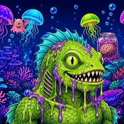 Oozlings #5092, Swamp Fish · Glow Reef