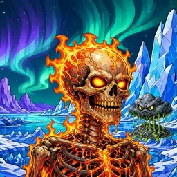 Oozlings #5101, Fire Skull · Aurora Ice