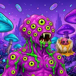 Oozlings #5105, Mutated Eyeball Cluster · Fungus Forest