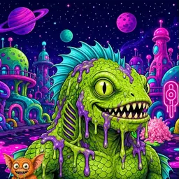 Oozlings #5106, Swamp Fish · Neon City