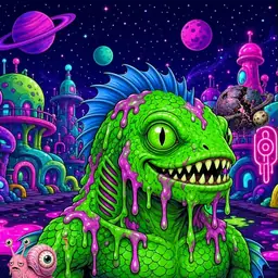 Oozlings #5109, Mutated Swamp Fish · Neon City