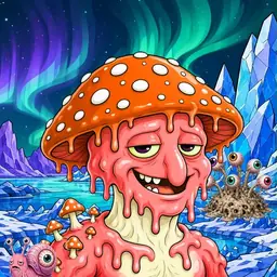 Oozlings #5111, Mutated Mushroom Head · Aurora Ice