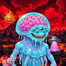 Oozlings #5140, Jellyfish Brain · Lava Fields
