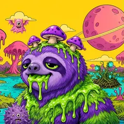 Oozlings #5143, Slime Sloth · Turquoise Swamp