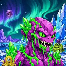 Oozlings #5145, Mutated Crystal Rock · Aurora Ice