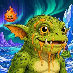 Oozlings #5159, Toad Goblin · Aurora Ice